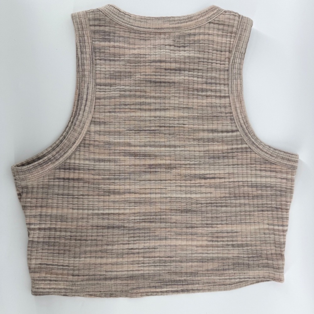Madewell Brightside Rib Cutaway Crop Tank Top Size Large Marled Space Dye NQ059 - Picture 2 of 5
